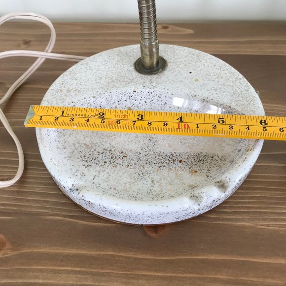 Brass Bullet Lamp with Ceramic Ashtray Base Vintage MCM Gooseneck Lamp - Picture 9 of 13